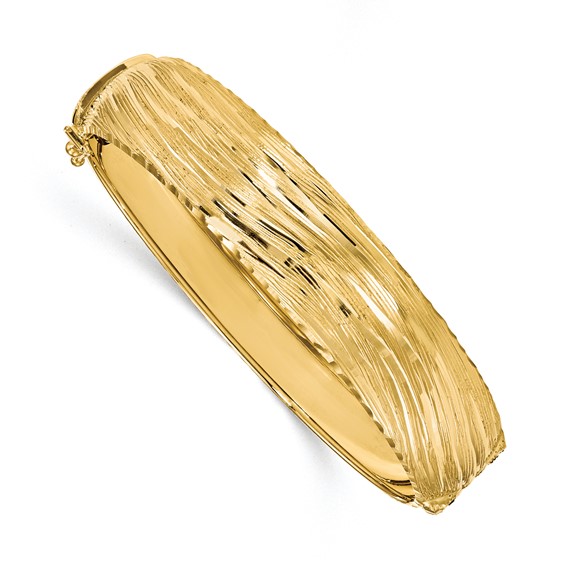 Leslie's 14K Polished and Textured Hinged Bangle