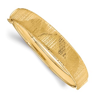 Leslie's 14K Polished and Textured Hinged Bangle