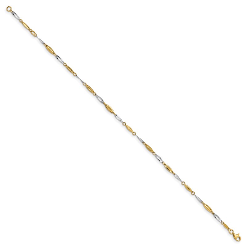 14K Two-tone Polished with 1in ext. Anklet