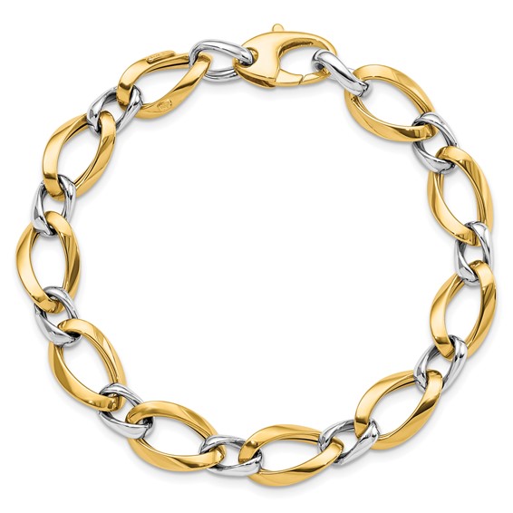 Leslie's 14K Two-tone Polished Fancy Link Bracelet