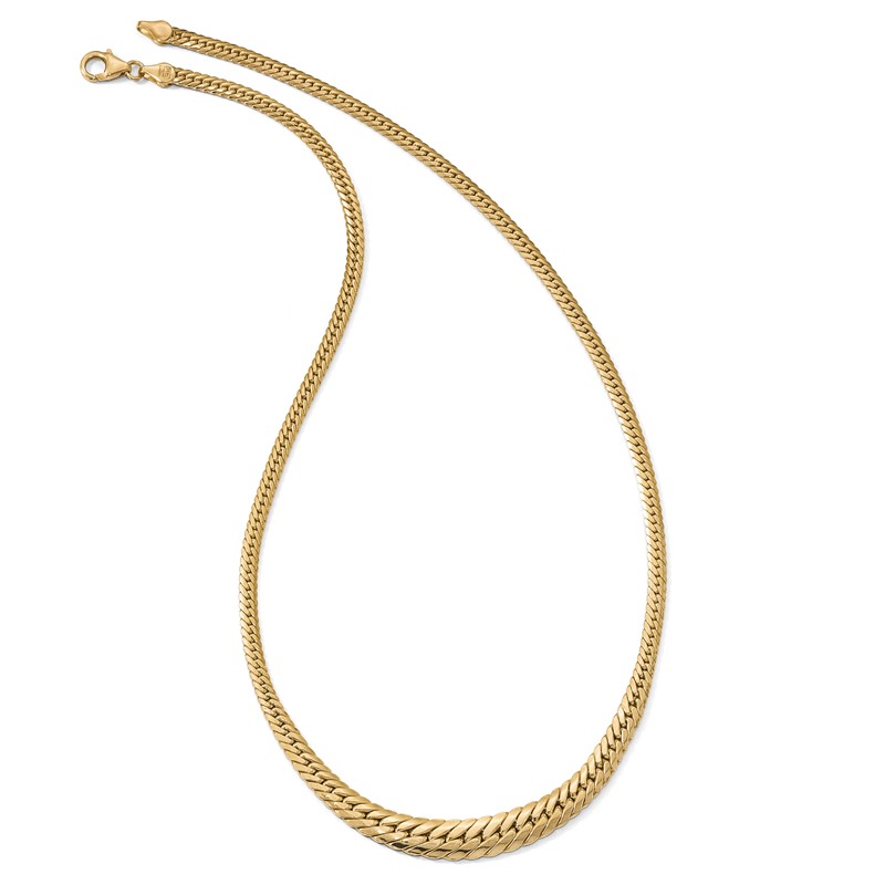 14K Polished Graduated Fancy Link Necklace