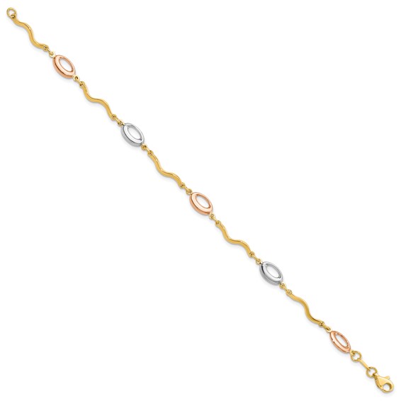 Leslie's 14K Tri-color Polished Fancy Link Bracelet