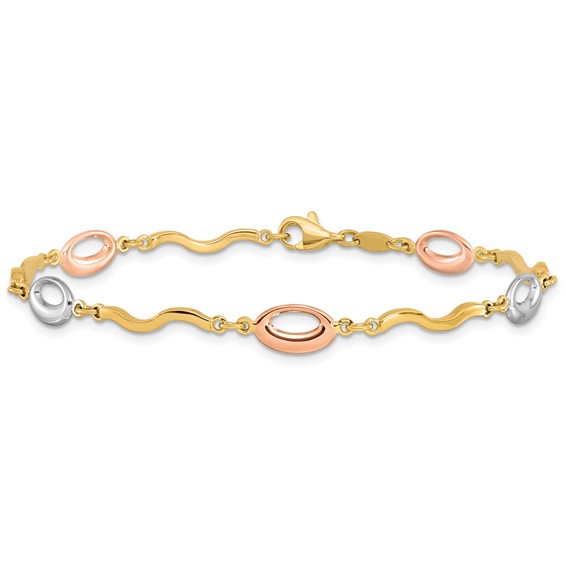 Leslie's 14K Tri-color Polished Fancy Link Bracelet
