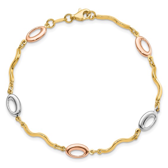 Leslie's 14K Tri-color Polished Fancy Link Bracelet