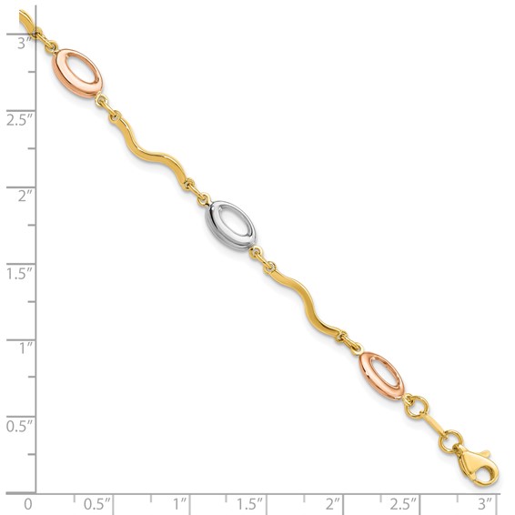 Leslie's 14K Tri-color Polished Fancy Link Bracelet