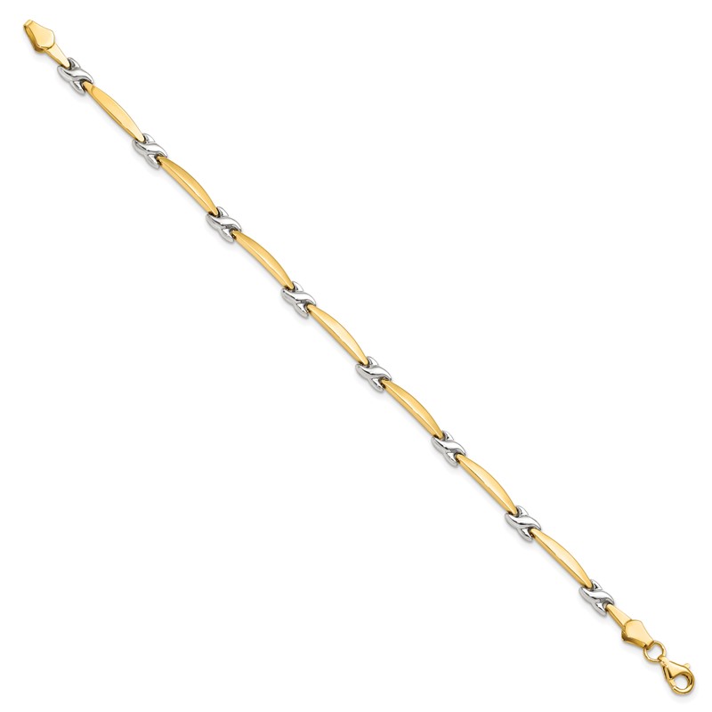 14K w/Rhodium D/C Fancy Bracelet