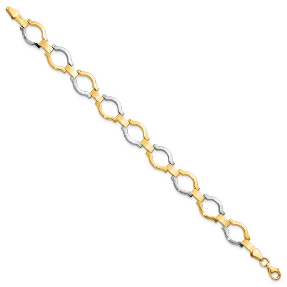 Leslie's 14K w/Rhodium Fancy Link Bracelet