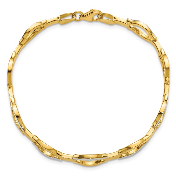 Leslie's 14K w/Rhodium Fancy Link Bracelet