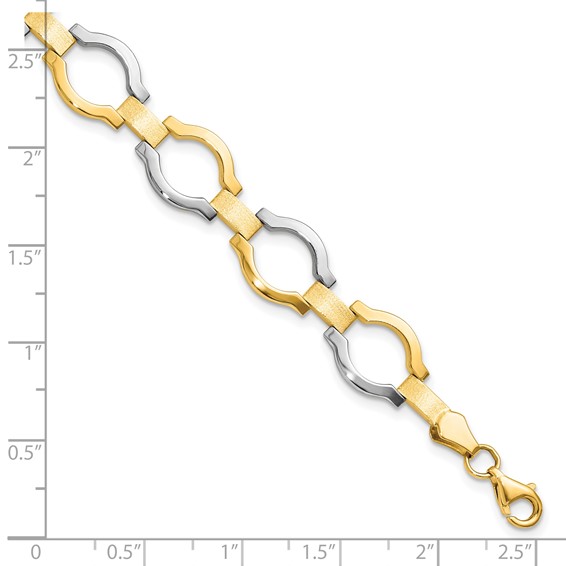 Leslie's 14K w/Rhodium Fancy Link Bracelet