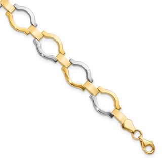 Leslie's 14K w/Rhodium Fancy Link Bracelet