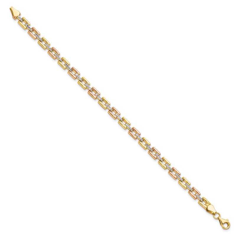 14K w/White and Rose Rhodium D/C Fancy Bracelet