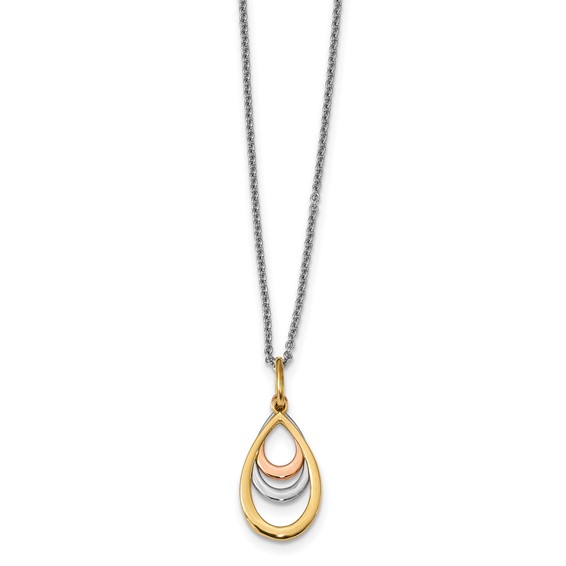 Leslie's 14K Two-tone with White Rhodium Polished Teardrop Pendant
