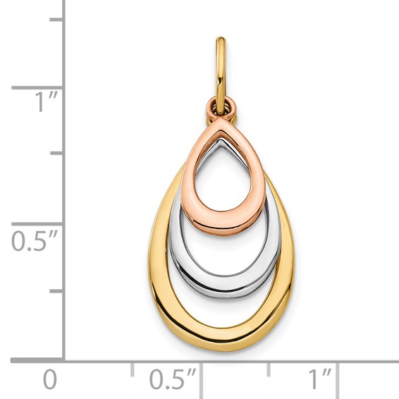Leslie's 14K Two-tone with White Rhodium Polished Teardrop Pendant