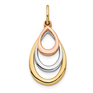 Leslie's 14K Two-tone with White Rhodium Polished Teardrop Pendant