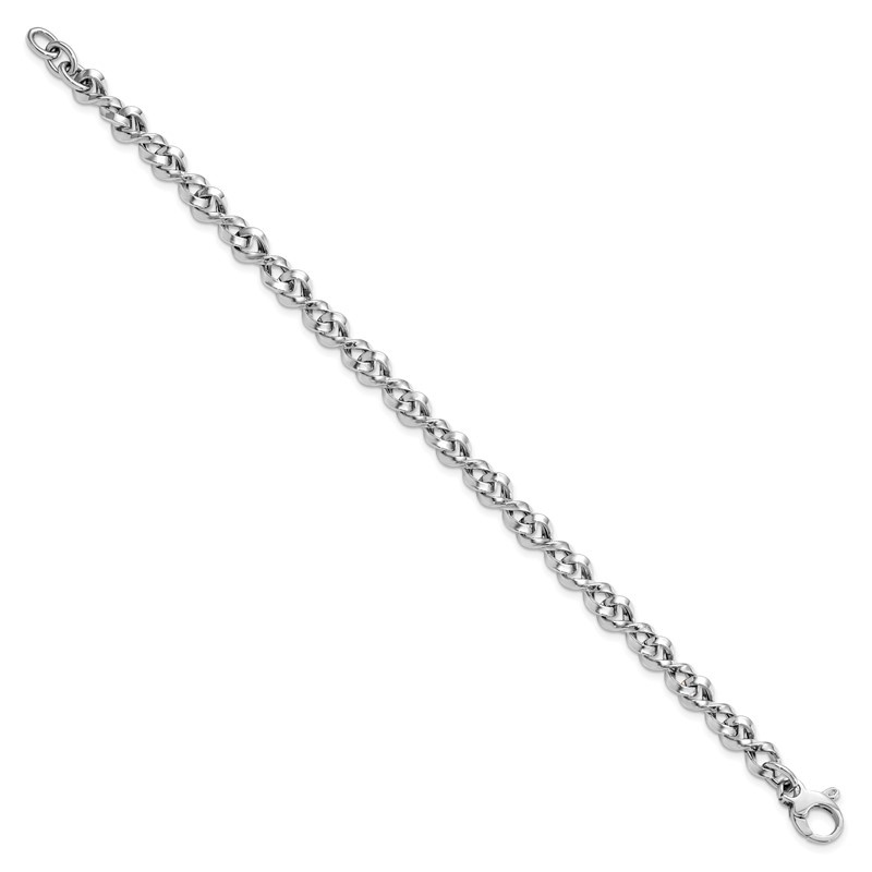 14K White Gold Polished Fancy Twisted Link Bracelet