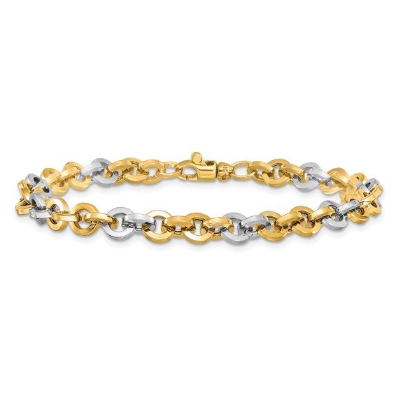 Leslie's 14K Two-tone Polished Link Bracelet