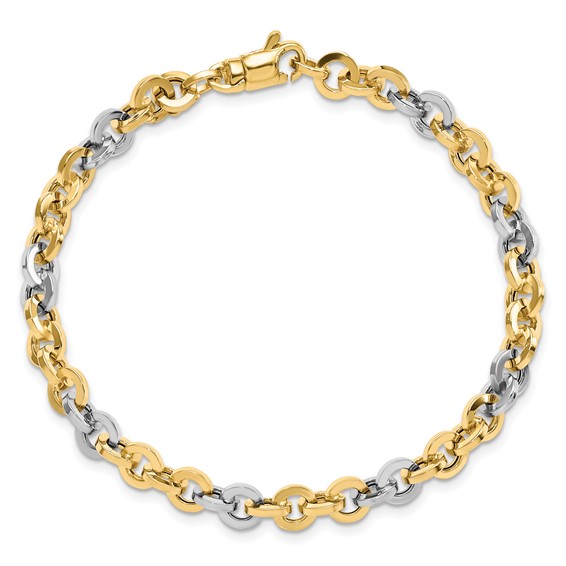 Leslie's 14K Two-tone Polished Link Bracelet