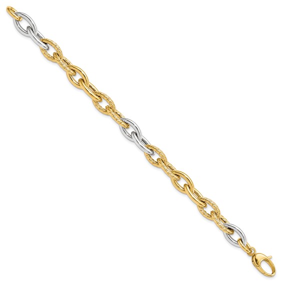 Leslie's 14K Two-tone Polished Fancy Link Bracelet