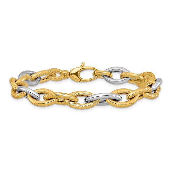 Leslie's 14K Two-tone Polished Fancy Link Bracelet