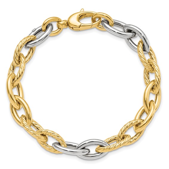 Leslie's 14K Two-tone Polished Fancy Link Bracelet