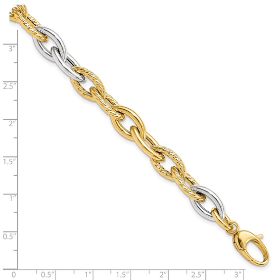 Leslie's 14K Two-tone Polished Fancy Link Bracelet