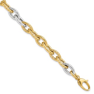 Leslie's 14K Two-tone Polished Fancy Link Bracelet