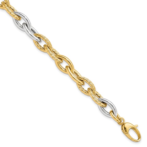 Leslie's 14K Two-tone Polished Fancy Link Bracelet