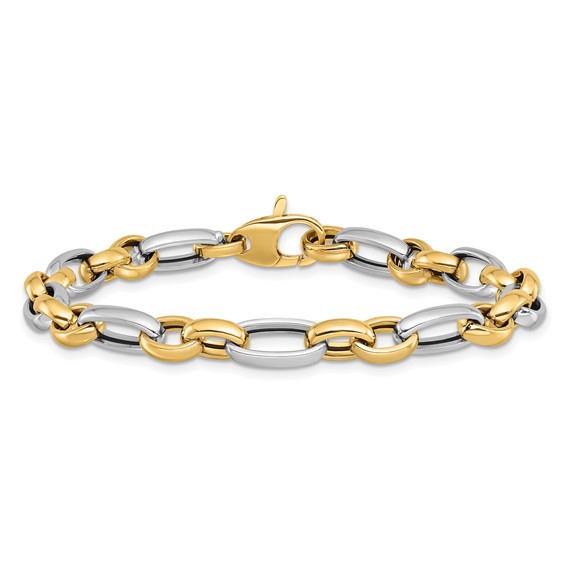 Leslie's 14K Two-tone Polished Fancy Link Bracelet