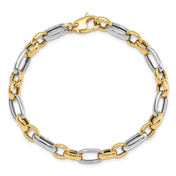 Leslie's 14K Two-tone Polished Fancy Link Bracelet