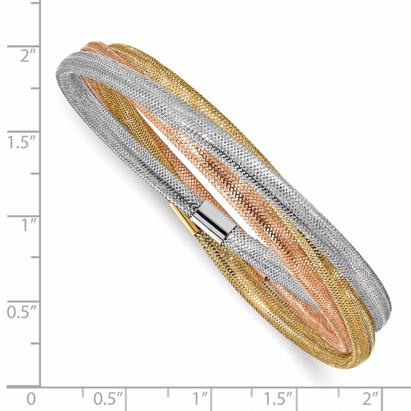 14k w/ Wht Rhodium and Rose Gold-plating Stretch Bracelet