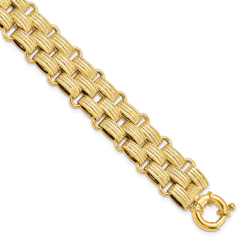 14K Polished Basket Weave Fancy Bracelet