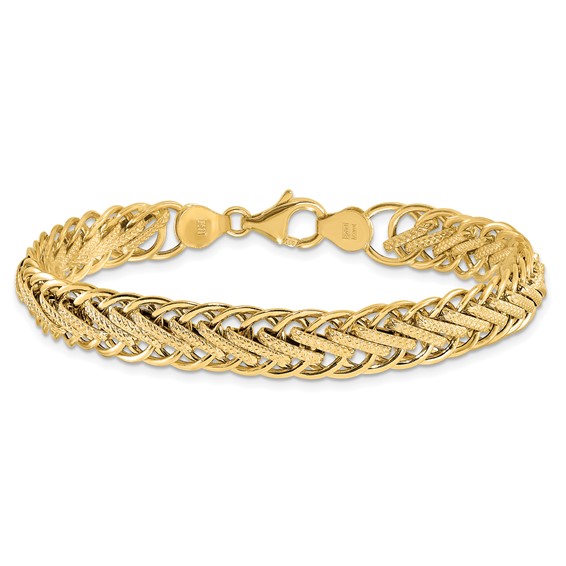 Leslie's 14K Polished and Textured Fancy Link Bracelet