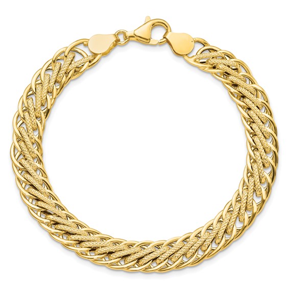Leslie's 14K Polished and Textured Fancy Link Bracelet