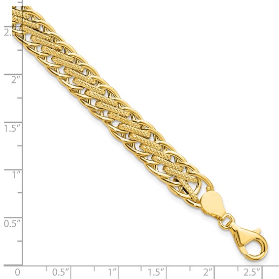 Leslie's 14K Polished and Textured Fancy Link Bracelet