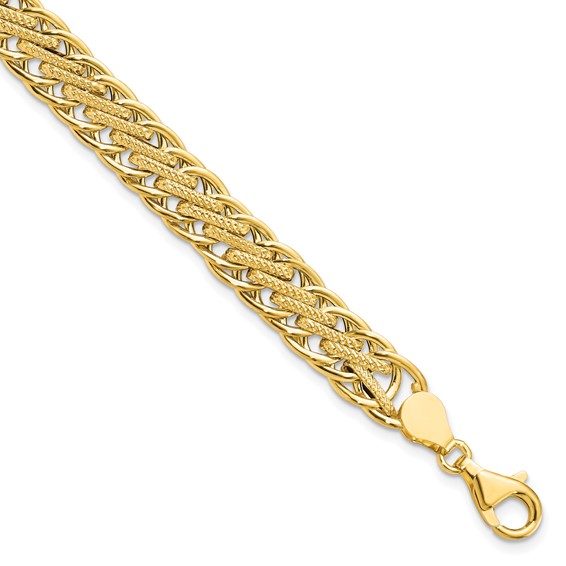 Leslie's 14K Polished and Textured Fancy Link Bracelet
