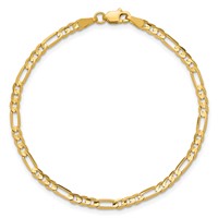14K 3mm Yellow Gold Concave Open Figaro Bracelet with Lobster Clasp - 7in view 4