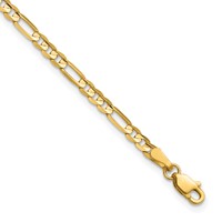 14K 3mm Yellow Gold Concave Open Figaro Bracelet with Lobster Clasp - 7in view 1