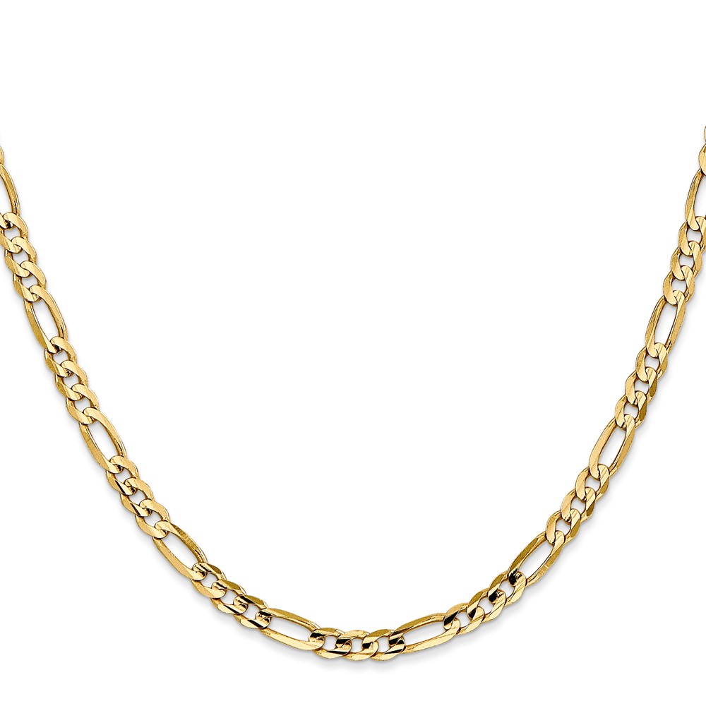 14K 16 inch 4mm Concave Open Figaro with Lobster Clasp Chain (LFG100-16)