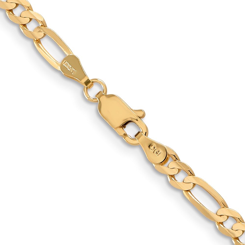 14K 16 inch 4mm Concave Open Figaro with Lobster Clasp Chain (LFG100-16)