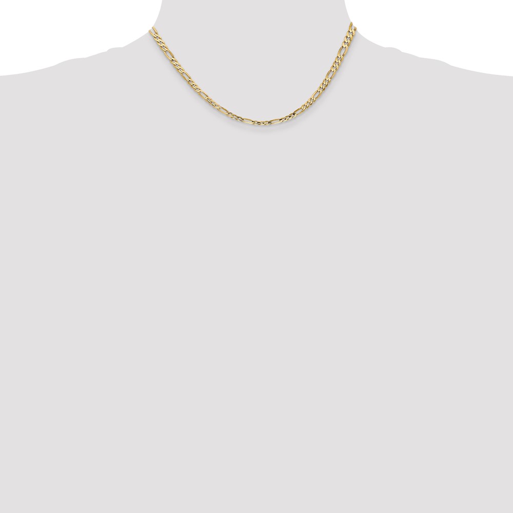 14K 16 inch 4mm Concave Open Figaro with Lobster Clasp Chain (LFG100-16)