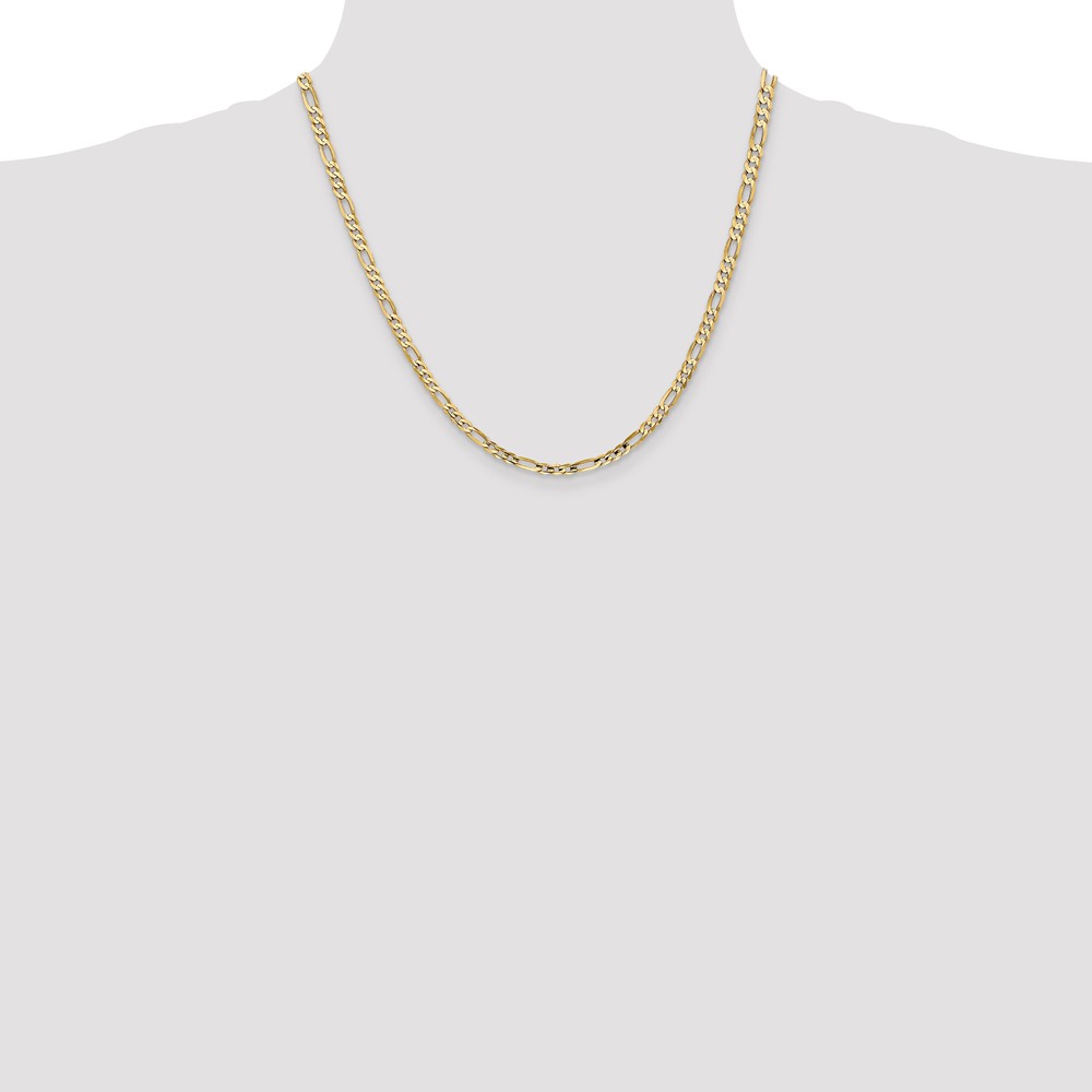 14K 20 inch 4mm Concave Open Figaro with Lobster Clasp Chain (LFG100-20)