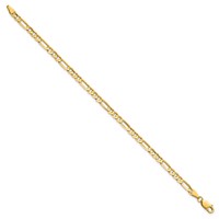 14K 4mm Yellow Gold Concave Open Figaro Bracelet with Lobster Clasp, 7" view 2