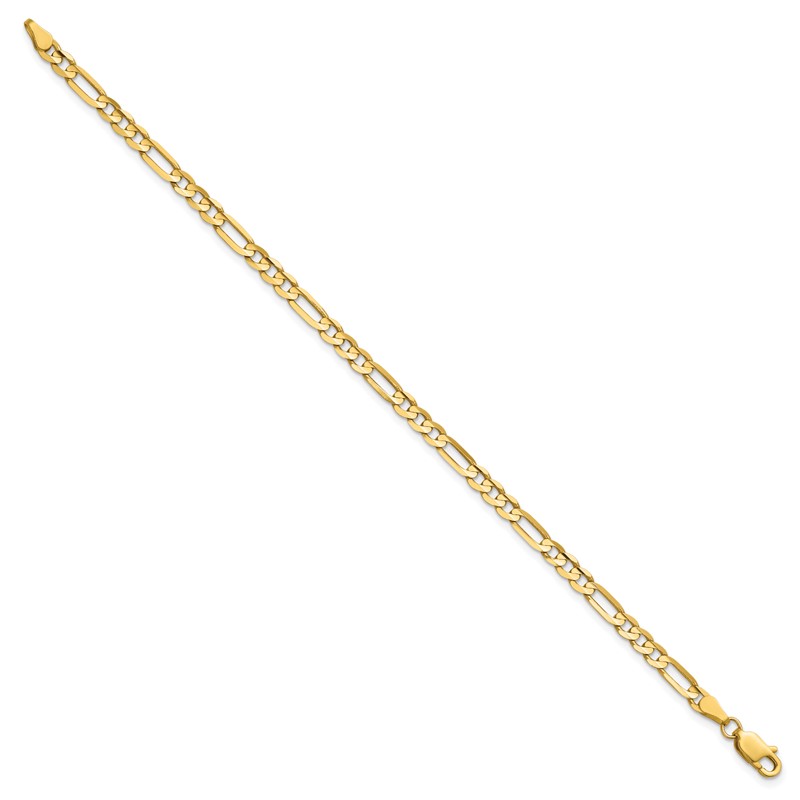 14K 7 inch 4mm Concave Open Figaro with Lobster Clasp Bracelet