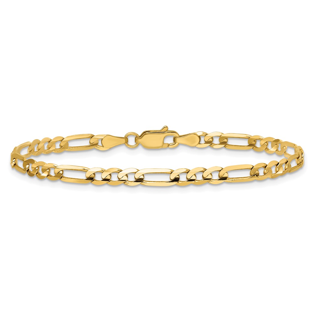14K 7 inch 4mm Concave Open Figaro with Lobster Clasp Bracelet (LFG100-7)