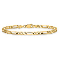 14K 4mm Yellow Gold Concave Open Figaro Bracelet with Lobster Clasp, 7" view 4