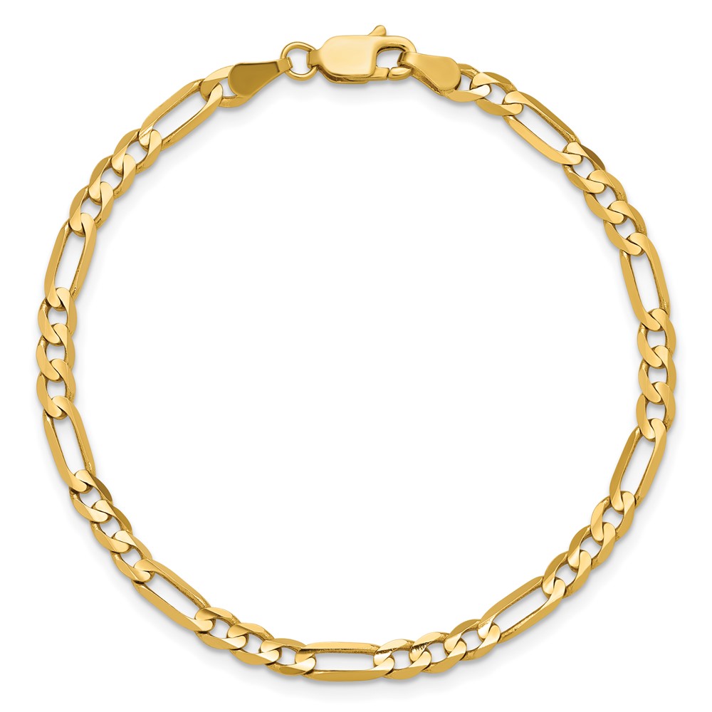 14K 7 inch 4mm Concave Open Figaro with Lobster Clasp Bracelet (LFG100-7)
