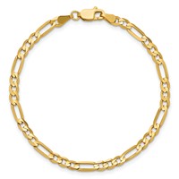 14K 4mm Yellow Gold Concave Open Figaro Bracelet with Lobster Clasp, 7" view 5