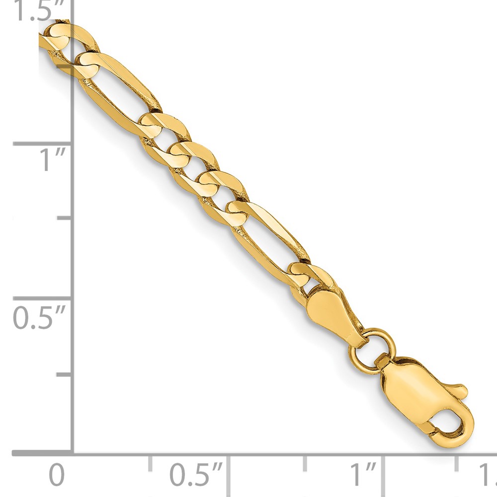 14K 7 inch 4mm Concave Open Figaro with Lobster Clasp Bracelet (LFG100-7)