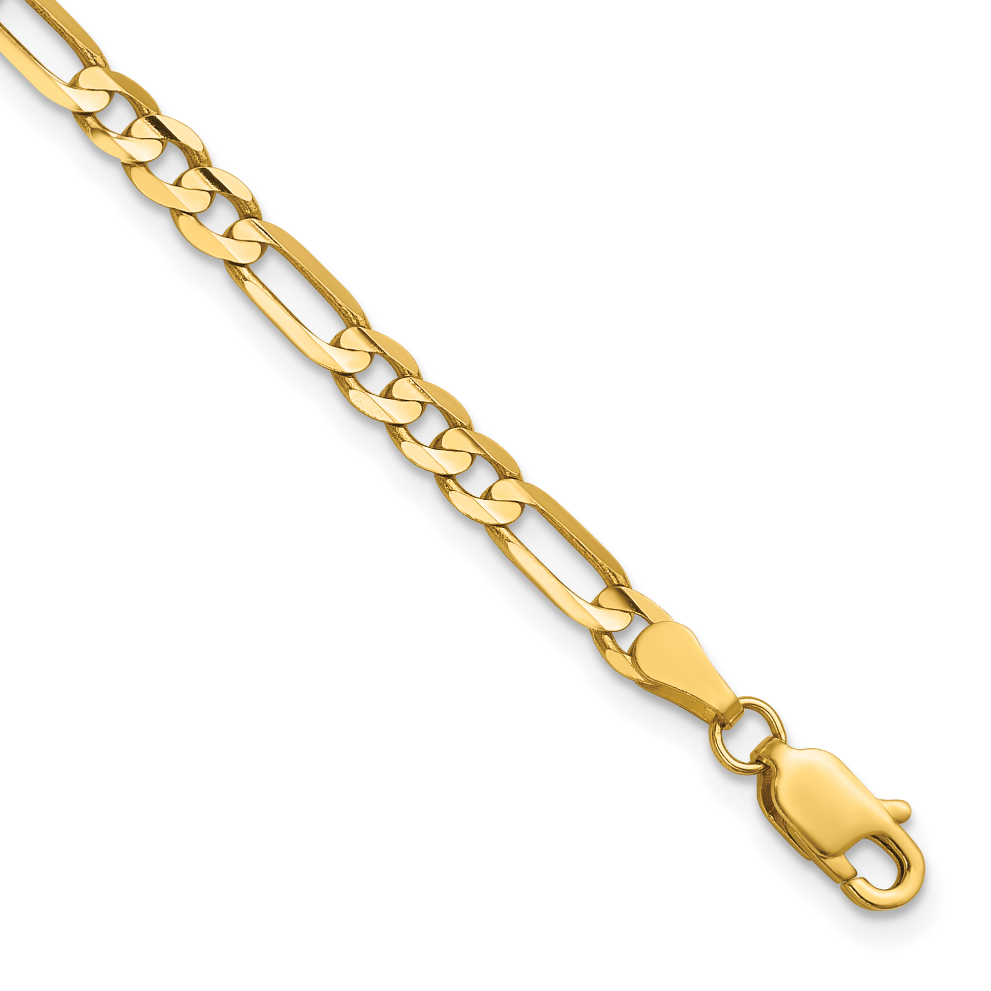 14K 7 inch 4mm Concave Open Figaro with Lobster Clasp Bracelet (LFG100-7)