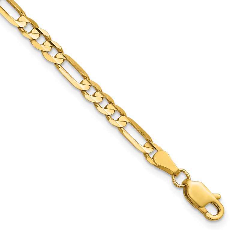 14K 7 inch 4mm Concave Open Figaro with Lobster Clasp Bracelet